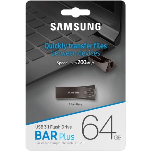 Clé USB 3,1 Go 64&nbsp;Go gris Titan Bar plus de Samsung