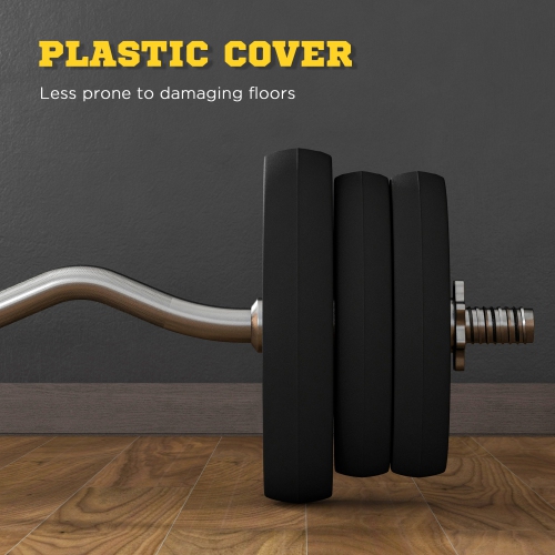 Soozier 50LBS Barbell Weight Set, Adjustable Weights for Home Gym with Curl Bar and Non-slip Handle, for Women and Men Weight Lifting Training