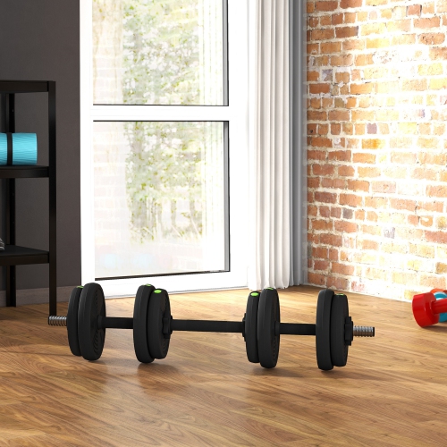 Soozier 2-in-1 Adjustable Weight Barbell & Dumbbells Set, Free Weights Set with Non-Slip Handlebars for Men and Women Home Gym Training, 33LBS