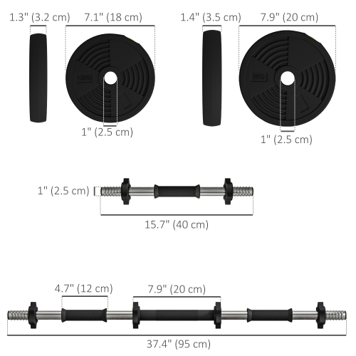Soozier 2-in-1 Adjustable Weight Barbell & Dumbbells Set, Free Weights Set with Non-Slip Handlebars for Men and Women Home Gym Training, 33LBS