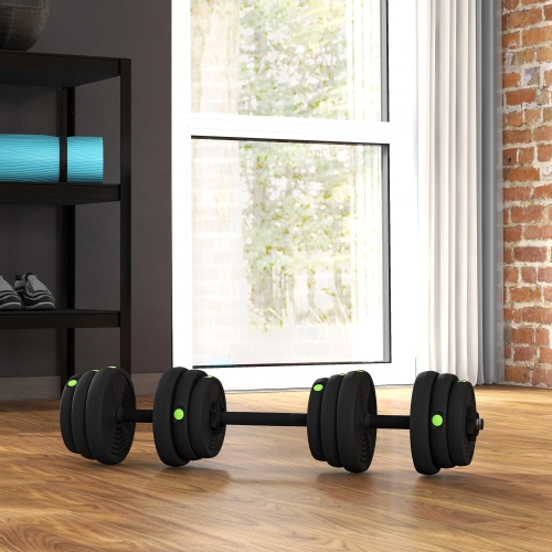 Soozier 2-in-1 Adjustable Weight Barbell & Dumbbells Set, Free Weights Set with Non-Slip Handlebars for Men and Women Home Gym Training, 55LBS