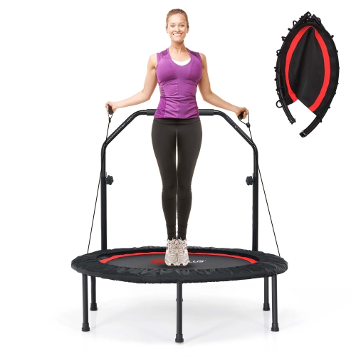 Costway 40'' Foldable Trampoline Fitness Rebounder w/Resistance Bands Adjustable Home