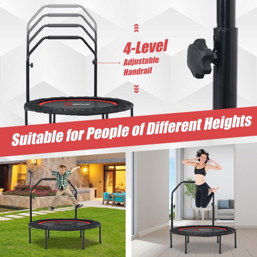 Costway 40'' Foldable Trampoline Fitness Rebounder w/Resistance Bands Adjustable Home