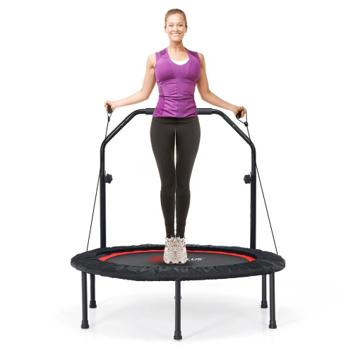 Costway 40'' Foldable Trampoline Fitness Rebounder w/Resistance Bands Adjustable Home