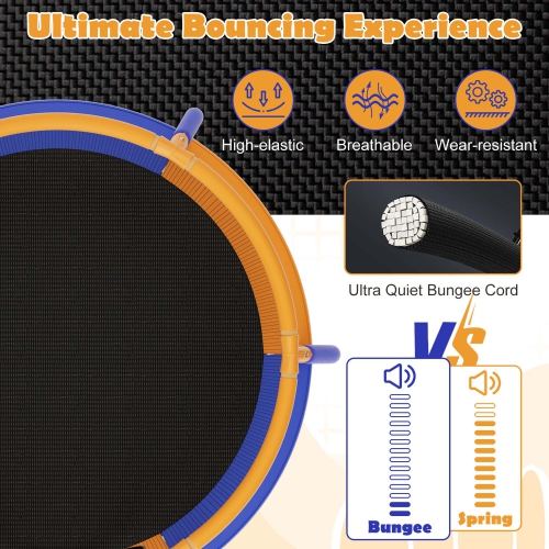 Costway 48" Mini Trampoline with Enclosure Heavy-Duty Metal Frame U-shaped Legs