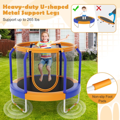 Costway 48" Mini Trampoline with Enclosure Heavy-Duty Metal Frame U-shaped Legs