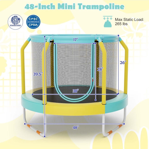 Mini trampoline de 48 po avec cadre en métal robuste à pattes en U de Costway
