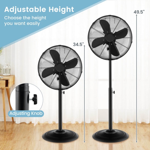 Costway 16" Standing Pedestal Fan with 3 Speed Settings Carrying Handle Aluminum Blades