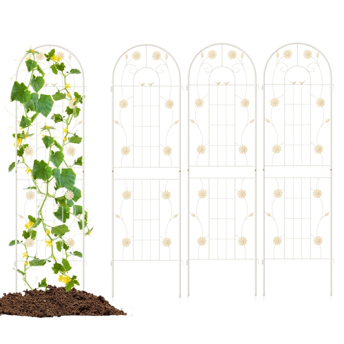 COSTWAY  4 Pack Rustproof Metal Garden Trellis 71" X 20" Wire Lattice Panel for Patio