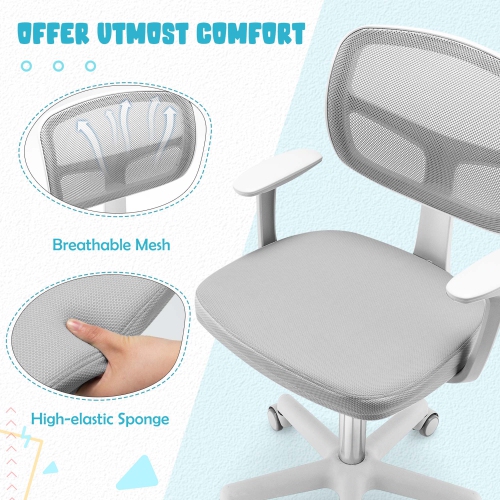 Costway Auto Lock Kids Mesh Chair with Armrests Height Adjustable 360-Degree Swivel