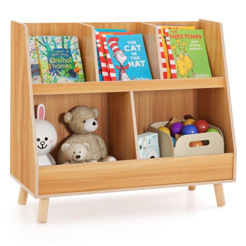 Bibliothèque de rangement en bois à 5 cubes avec pattes en bois pour enfants de Costway