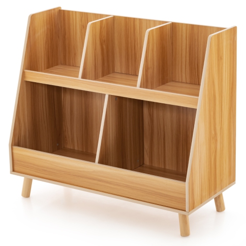 Bibliothèque de rangement en bois à 5 cubes avec pattes en bois pour enfants de Costway