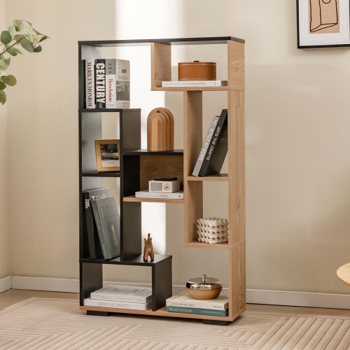 Costway 47" Tall Bookshelf Modern Geometric Bookcase with Open Shelves Anti-tipping Kits
