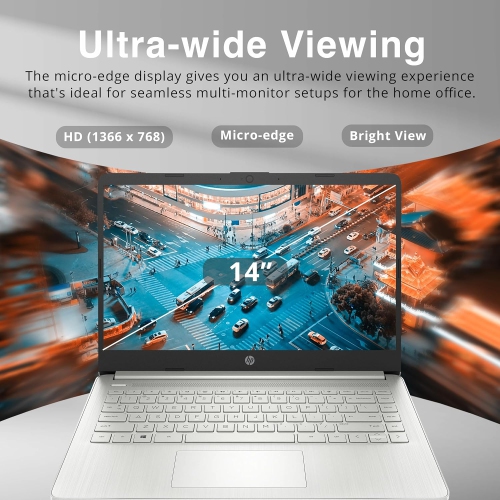 HP Stream 14" HD Laptop, AMD Athlon 3050U, 64GB eMMC, 4GB RAM, Intel UHD Graphics 600, Full-size Keyboard, 720p HD Camera, 1-Year Microsoft 365,