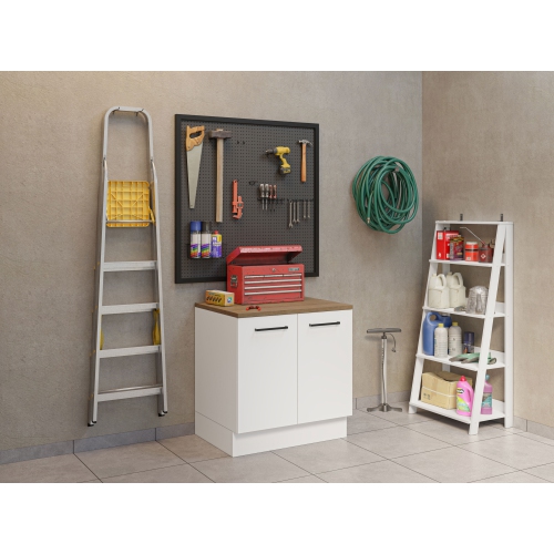 Armoire de rangement compacte pour garage/espace utilitaire avec 2 portes et tablette 33&nbsp;po Madesa - Blanc