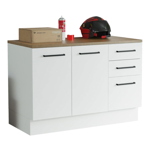 Madesa Garage and Utility Room Base Storage Cabinet with 2 Doors and 3 Drawers 47 Inch Organization Unit - White