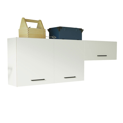 MADESA  Heavy-Duty Garage Storage Combo: Base Cabinet 47"x33" With 2 Doors, 3 Drawers & Wall Cabinet 47"x26" - In White