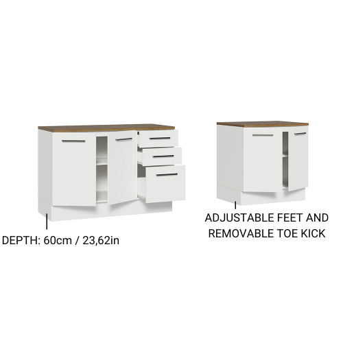 Madesa Compact Garage and Utility Room Storage Set 78 Inch Base Cabinet with 3 Drawers and 4 Doors Organization Unit - White