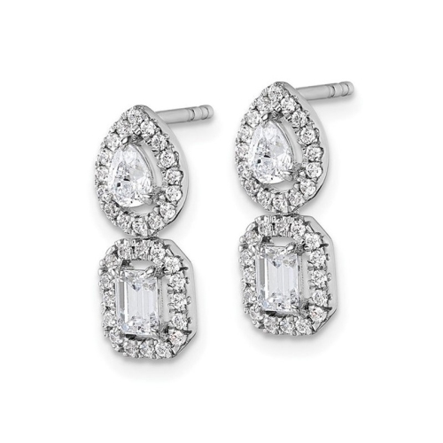 7/8 Carat Lab-Grown Diamond Halo Dangle Earrings in 14K White Gold