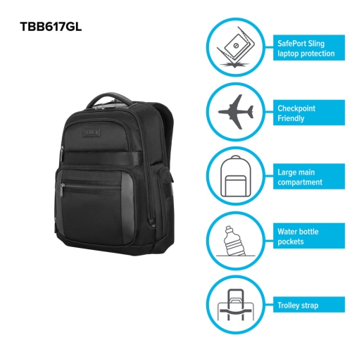 Targus Mobile Elite 16" Laptop Backpack - Black -