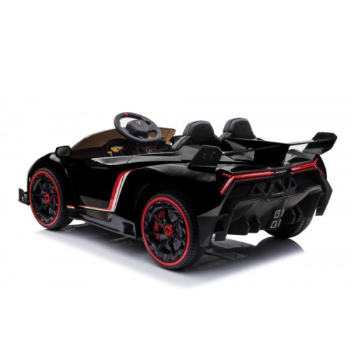 KidsVIP Kids Ride On Lamborghini Veneno 12V Battery Powered 4x4 AWD Remote Control Car: Rubber Wheels, Butterfly Doors, 1 Leather Seat, Music Player,