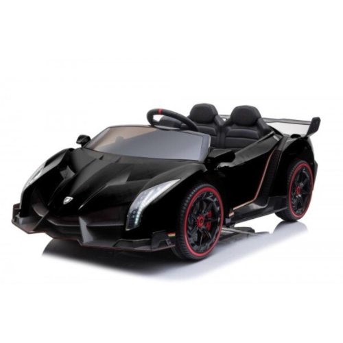 KidsVIP Kids Ride On Lamborghini Veneno 12V Battery Powered 4x4 AWD Remote Control Car: Rubber Wheels, Butterfly Doors, 1 Leather Seat, Music Player,