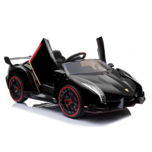 KidsVIP Kids Ride On Lamborghini Veneno 12V Battery Powered 4x4 AWD Remote Control Car: Rubber Wheels, Butterfly Doors, 1 Leather Seat, Music Player,