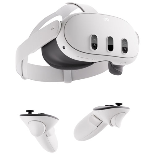 Image 1 de 13.. Remis à neuf - Casque de réalité virtuelle Meta Quest 3 de 512 Go avec manettes Touch Plus - Blanc