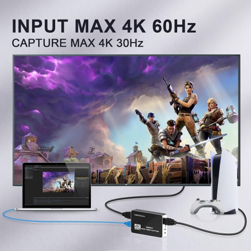 DIGITNOW 4K Video Capture Card, USB3.0 HDMI Game Capture Device with HDMI Loop-Out, 4K60 Capture No-Lag Passthrough