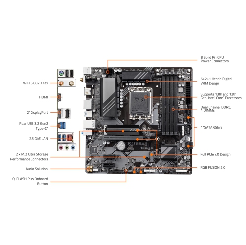 Gigabyte B760M DS3H AX Ultra Durable B760M DS3H AX Gaming Desktop Motherboard (B760MDS3HAX)