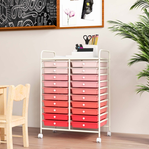 Costway 20 Drawers Rolling Cart Storage Scrapbook Paper Studio Organizer Bins