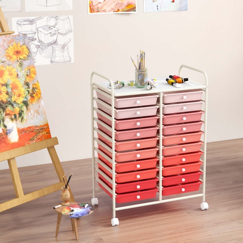 Costway 20 Drawers Rolling Cart Storage Scrapbook Paper Studio Organizer Bins
