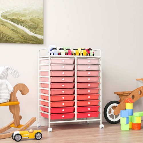 Costway 20 Drawers Rolling Cart Storage Scrapbook Paper Studio Organizer Bins