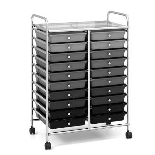 COSTWAY  20 Drawers Rolling Cart Storage Scrapbook Paper Studio Organizer Bins Clear