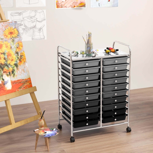 Costway 20 Drawers Rolling Cart Storage Scrapbook Paper Studio Organizer Bins