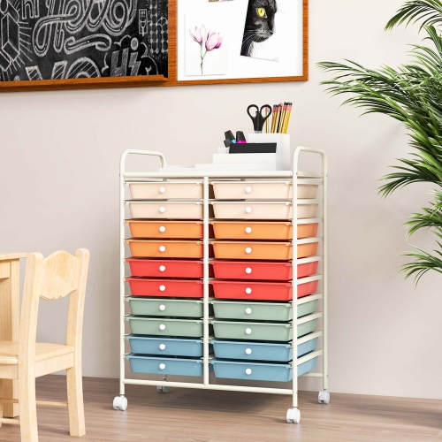 Costway 20 Drawers Rolling Cart Storage Scrapbook Paper Studio Organizer Bins