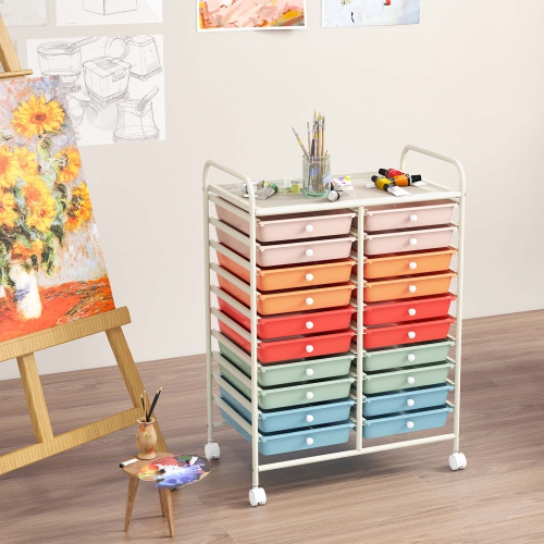 Costway 20 Drawers Rolling Cart Storage Scrapbook Paper Studio Organizer Bins