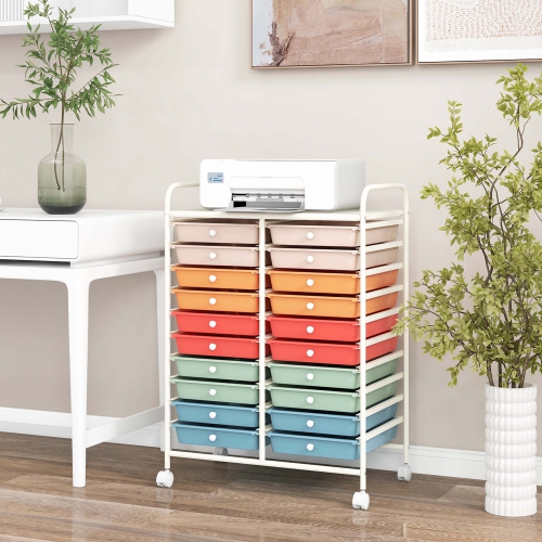 Costway 20 Drawers Rolling Cart Storage Scrapbook Paper Studio Organizer Bins
