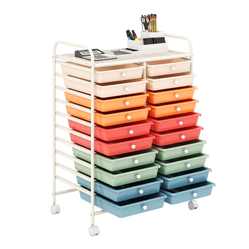 Costway 20 Drawers Rolling Cart Storage Scrapbook Paper Studio Organizer Bins
