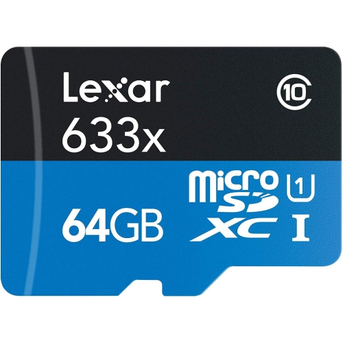 Lexar 64GB High-Performance UHS-I Class 10 A1 U3 V30 633x microSDXC Memory Card, 95MB/s Read