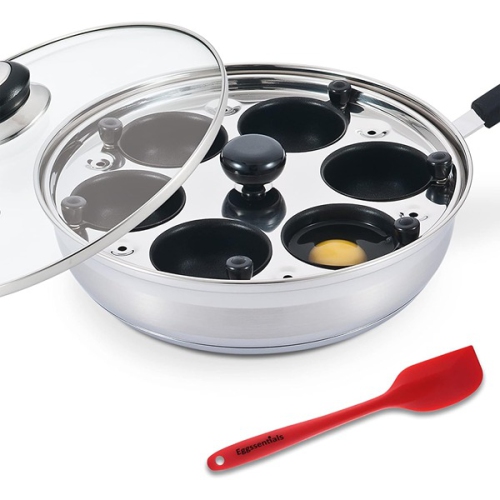 Image 1 of 1.. Eggssentials 20.3 x 12.7 x 12.7 Nonstick Poached Egg Maker with Egg Poacher Pan White