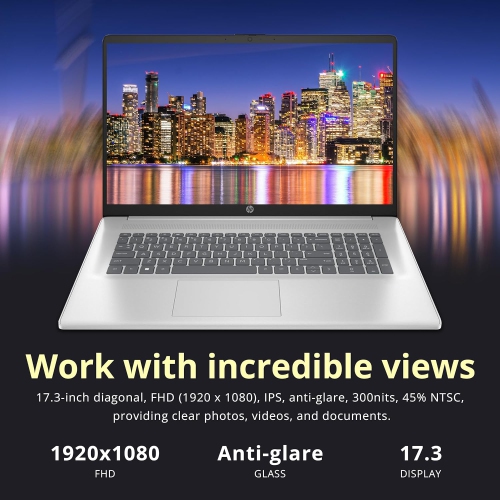 HP 17.3" FHD IPS Business Laptop, Intel i3-1215U, 672TB Storage, 16GB RAM, Intel UHD Graphics, HD Webcam, Numpad, Silver, Windows 11 Home