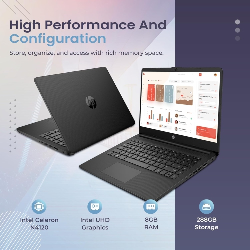 HP Stream 14" HD Laptop, Intel Celeron N4120, 288GB Storage(128GB eMMC+160GB Docking Station Set), 8GB RAM, Intel UHD Graphics, Webcam, 1 Year Office
