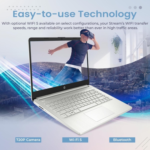 HP Stream 14" HD Laptop, Intel Celeron N4120, 288GB Storage(128GB eMMC+160GB Docking Station Set), 8GB RAM, Intel UHD Graphics, Webcam, 1 Year Office