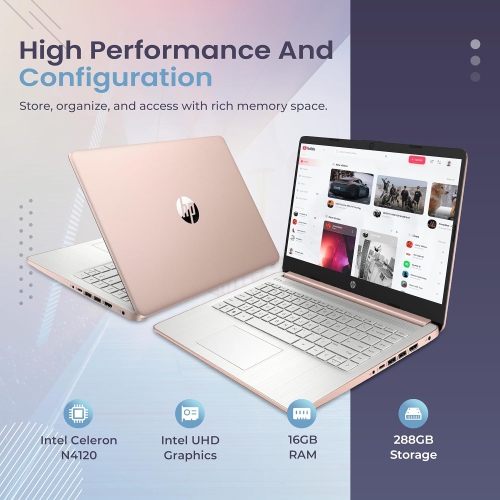 HP Stream 14" HD Laptop, Intel Celeron N4120, 288GB Storage(128GB eMMC+160GB Docking Station Set), 16GB RAM, Intel UHD Graphics, Webcam, 1 Year