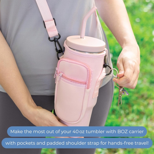 BOZ 40 oz – gobelet avec poignée et couvercle à paille, bouteille d’eau isotherme en acier inoxydable, tasse de voyage réutilisable, idéal pour