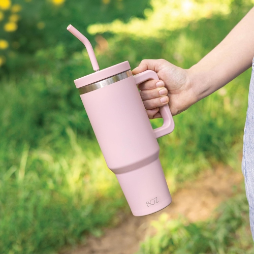 BOZ 40 oz – gobelet avec poignée et couvercle à paille, bouteille d’eau isotherme en acier inoxydable, tasse de voyage réutilisable, idéal pour