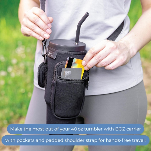 BOZ 40 oz – gobelet avec poignée et couvercle à paille, bouteille d’eau isotherme en acier inoxydable, tasse de voyage réutilisable, idéal pour