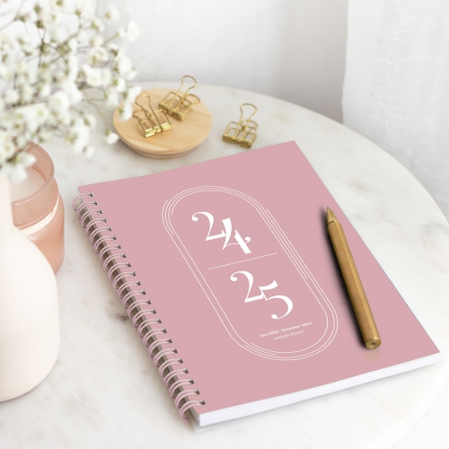 Rileys & Co 2025-2026 12-month Academic Weekly & Monthly Agenda Planner 8 x 6 in Pink