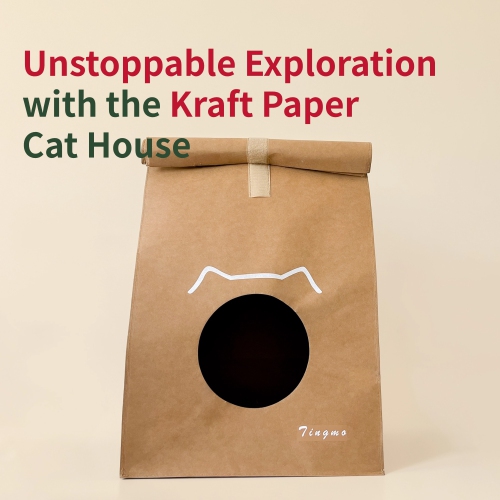 Wenhome Kraft Paper Cat House, Durable, Lightweight, and Eco-Friendly Cat Condo for Cozy Relaxation